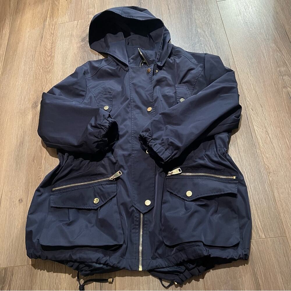 Via Spiga Navy Blue Women’s Rain Jacket Coat